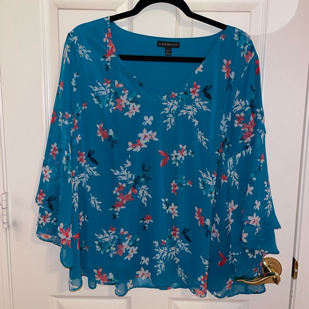Lane Bryant Blue Floral Women's Top
